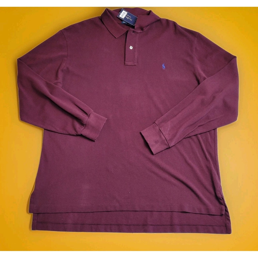 🐎NWT Polo Ralph Lauren Polo Mens XL Burgundy Long Sleeve Mesh Pony Preppy